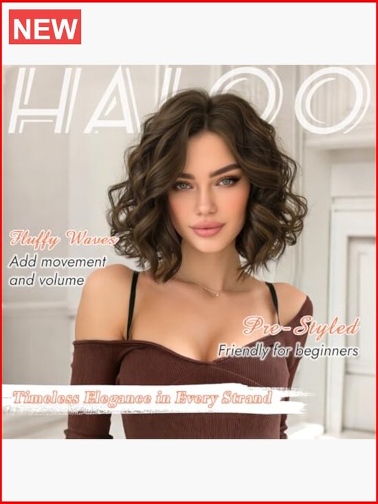 11 Inch Short Bob Wig Lace Front Synthetic Hair Wavy Curly Heat Resistant main image 5